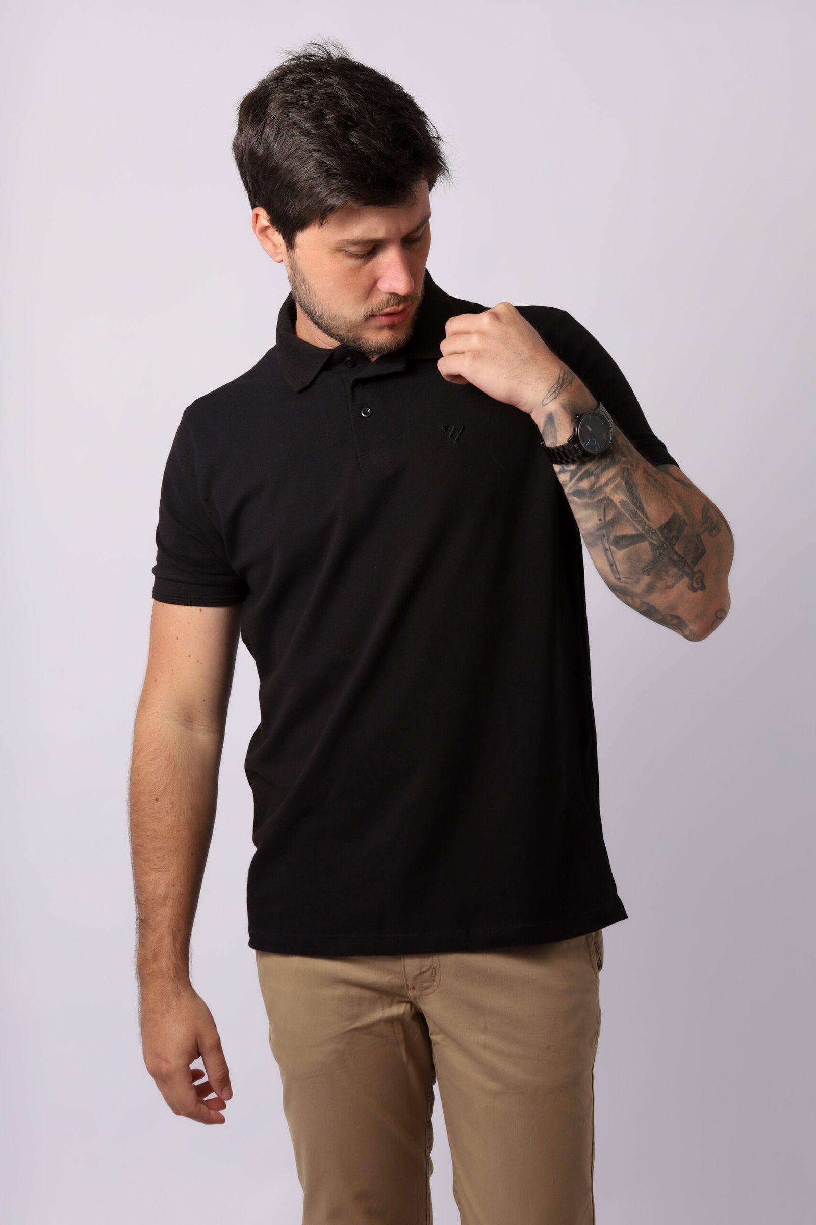 Polo Piquet Essencial - Preto - Imagem 4